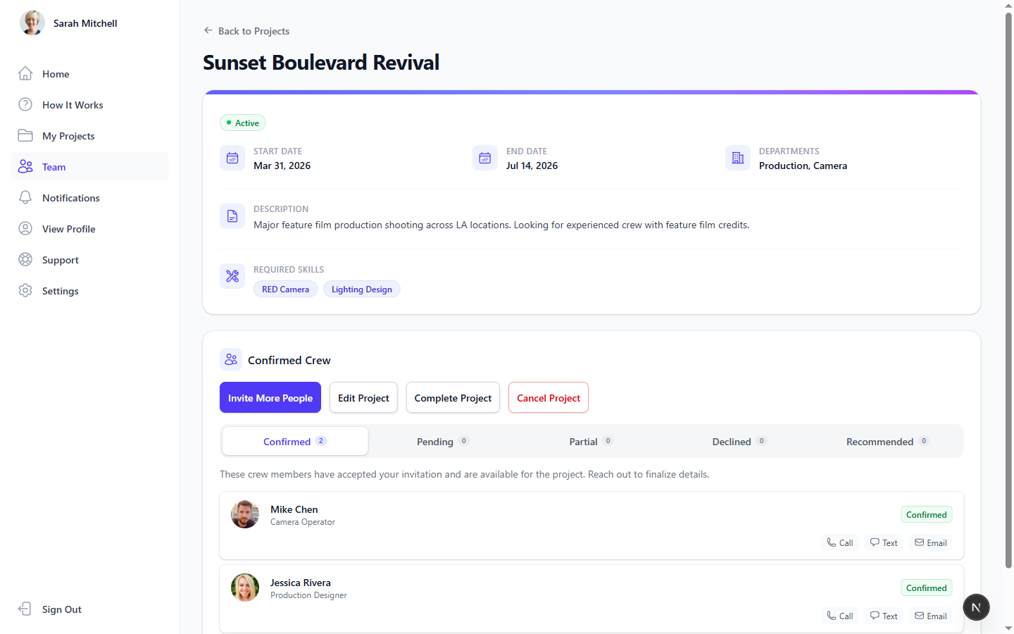 Screenshot of the Job Invites feature