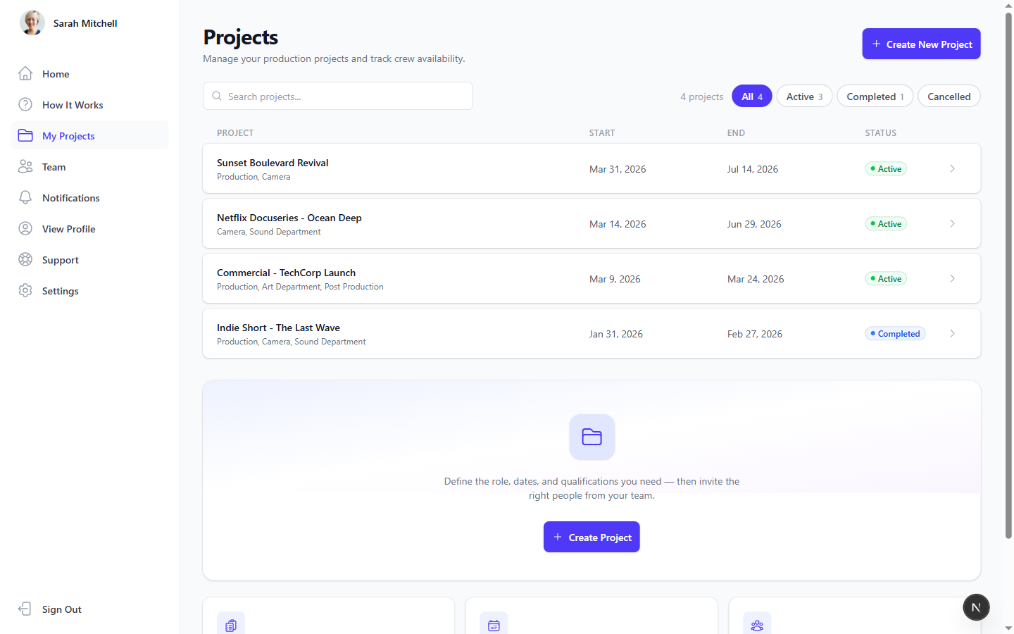 Screenshot of the Jobs feature