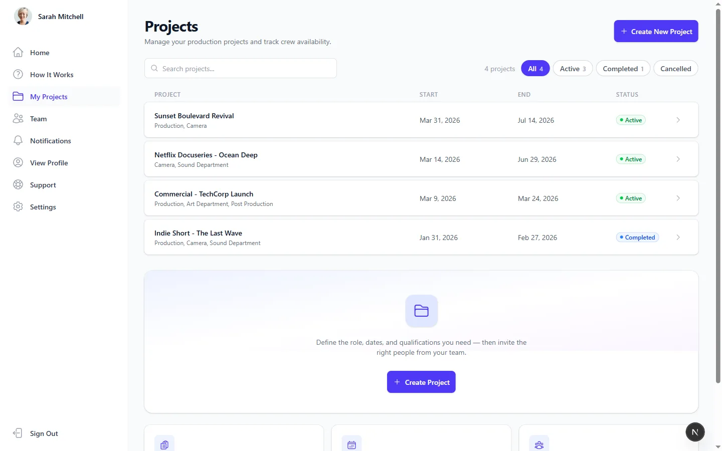 Screenshot of the Jobs feature